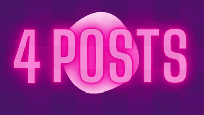 Purple Background With 4 Posts In Pink Letters GIF