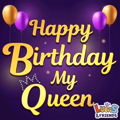 Purple Background With Balloons Happy Birthday My Queen GIF