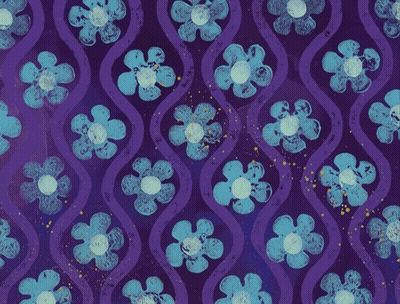 Purple Background With Blue Flowers GIF