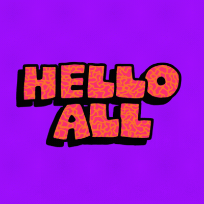 Purple Background With Colorful Hello All Sign GIF