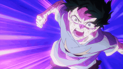 Purple Background With Face And Lightning Bolt GIF