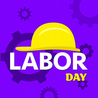 Purple Background With Gears Labor Day GIF