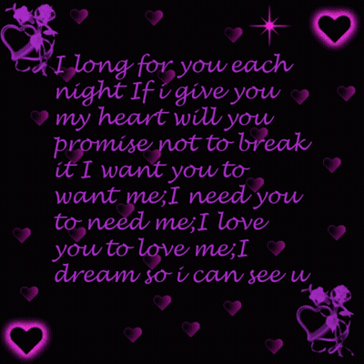 Purple Background With Hearts I Long For You Each Night If I Give You My Heart Will You Promise Not To GIF