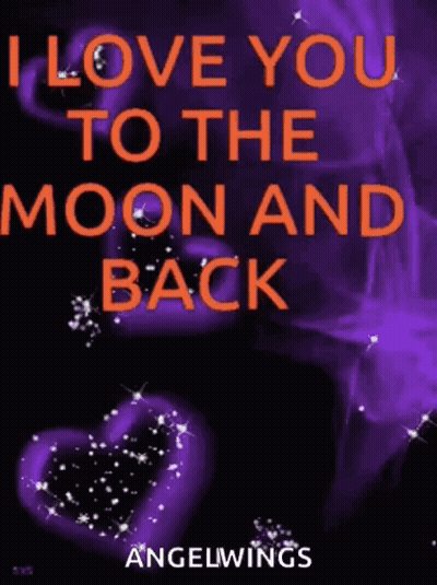 Purple Background With Hearts I Love You To The Moon And Back GIF
