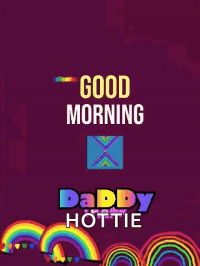 Purple Background With Rainbows Good Morning Thank You Daddy Hottie GIF
