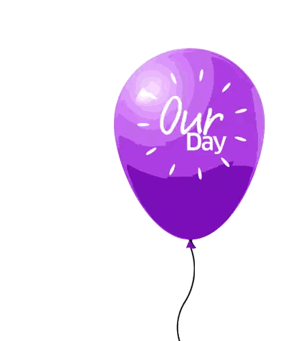 Purple Balloon Saying Our Day Sticker