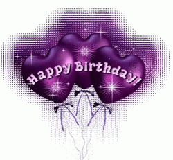 Purple Balloons Glitter Happy Birthday  GIF