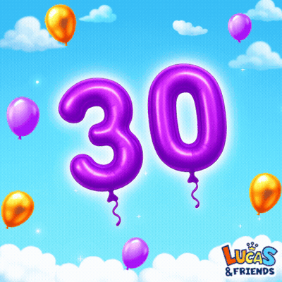 Purple Balloons Number 30 GIF