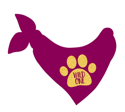 Purple Bandana With Gold Paw Print Wild One Sticker