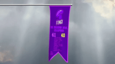Purple Banner Saying Fungi On Pole GIF