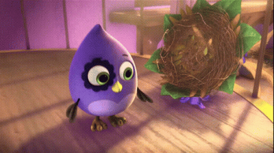 Purple Bird Standing Next To Nest GIF