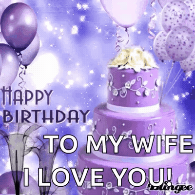 Purple Birthday Cake Happy Birthday My Wife I Love You GIF