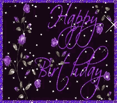 Purple Birthday Card With Purple Flowers Happy Birthday GIF