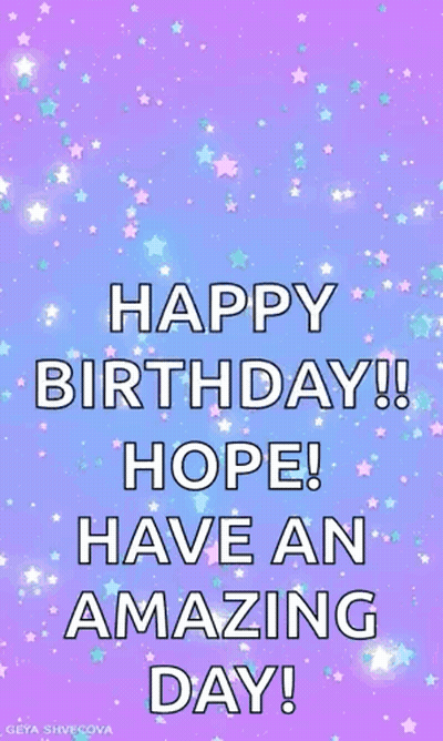 Purple Birthday Card With Stars Saying Happy Birthday GIF