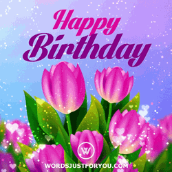 Purple Birthday Flowers Hearts Sparkling GIF
