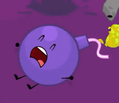 Purple Bomb With Pink Hose Next To Rock GIF