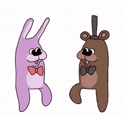 Purple Bunny And Brown Teddy Bear Dancing GIF