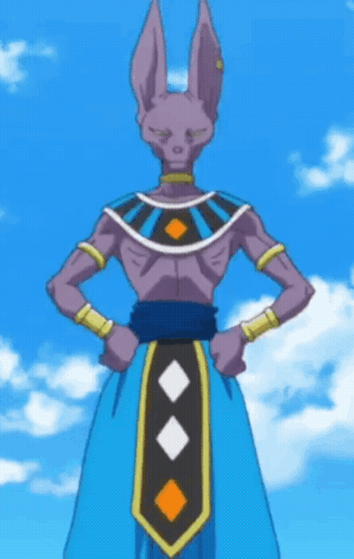 Purple Bunny Giving Peace Sign In Blue Sky GIF