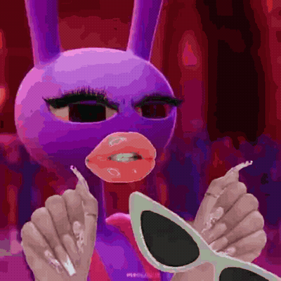 Purple Bunny Holding Sunglasses GIF