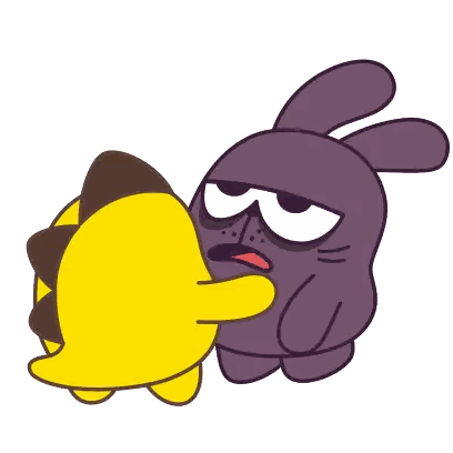 Purple Bunny Holding Yellow Dinosaur Sticker