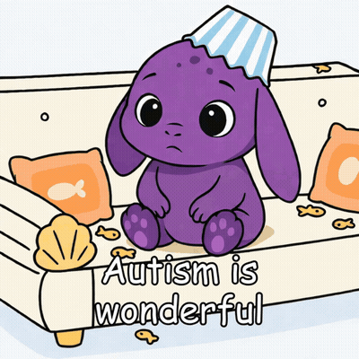 Purple Bunny Sitting On Couch Autism Is Wonderful GIF