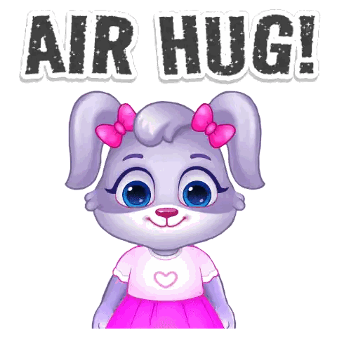 Purple Bunny With Pink Bows And Air Hug Text Sticker