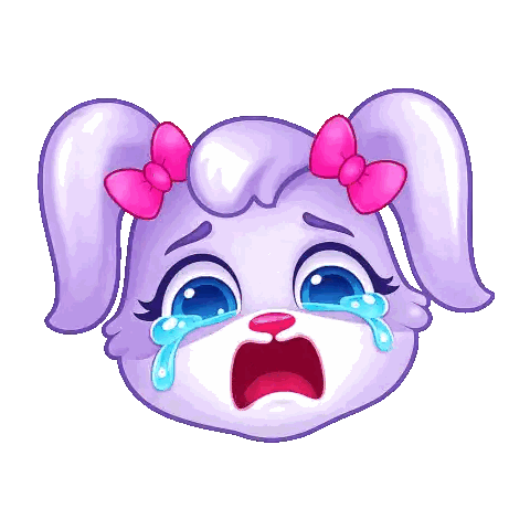 Purple Bunny With Pink Bows Crying Tears Sticker