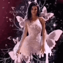 Purple Butterfly Beautiful Woman Art GIF