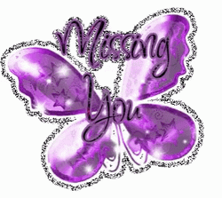 Purple Butterfly Glitters Missing You GIF