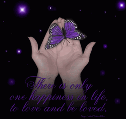 Purple Butterfly Hands Happiness GIF
