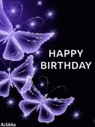 Purple Butterfly Happy Birthday Greetings GIF