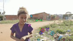 Purple Butterfly Happy Girl Flowers Animation GIF