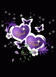 Purple Butterfly Hearts Good Night GIF