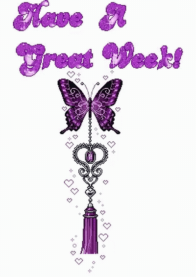 Purple Butterfly On Tassel Have A Great Week GIF