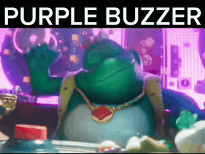 Purple Buzzer Above Cartoon Frog GIF