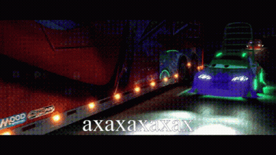Purple Car Driving Next To Truck Saying Axxaxxaxx GIF
