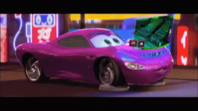 Purple Car From Cars Driving On City Street GIF