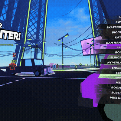 Purple Car On Bridge Video Game Screenshot GIF