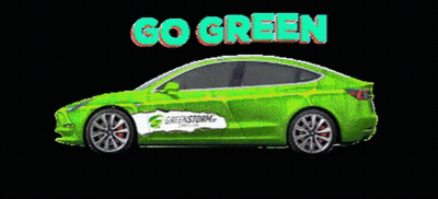 Purple Car Saying Go Green GIF