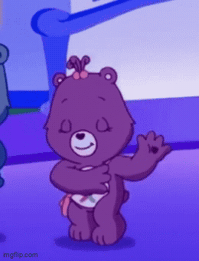 Purple Care Bear With Pink Bow GIF