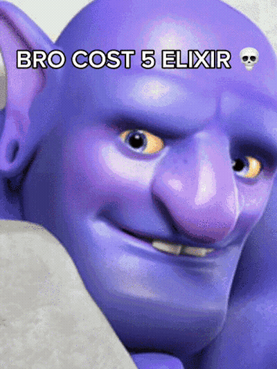 Purple Cartoon Bro Cost 5 Elixir GIF