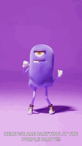 Purple Cartoon Character Dancing GIF