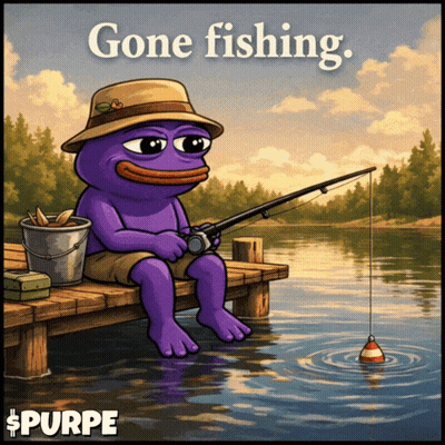 Purple Cartoon Character Fishing GIF
