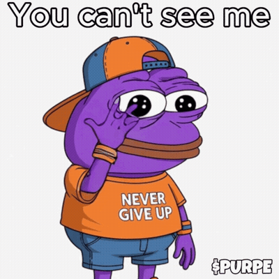 Purple Cartoon Character Never Give Up