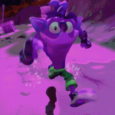 Purple Cartoon Character Running GIF