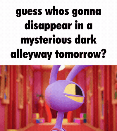 Purple Cartoon Character Standing In Dark Alleyway Tomorrow GIF