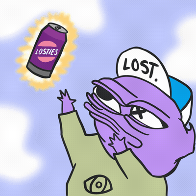 Purple Cartoon Character Wearing White Hat Saying Lost GIF