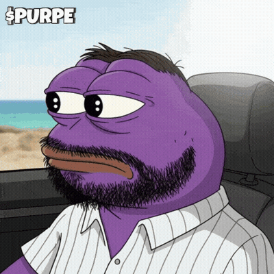 Purple Cartoon Character With Beard Sitting In Car Saying Purpe GIF