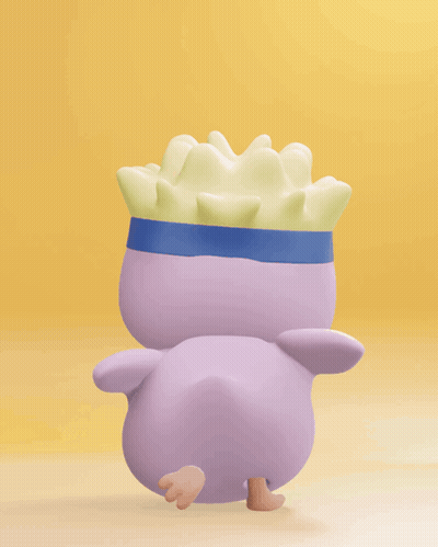 Purple Cartoon Character With Blue Headband GIF