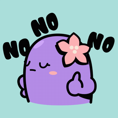 Purple Cartoon Character With Flower No GIF